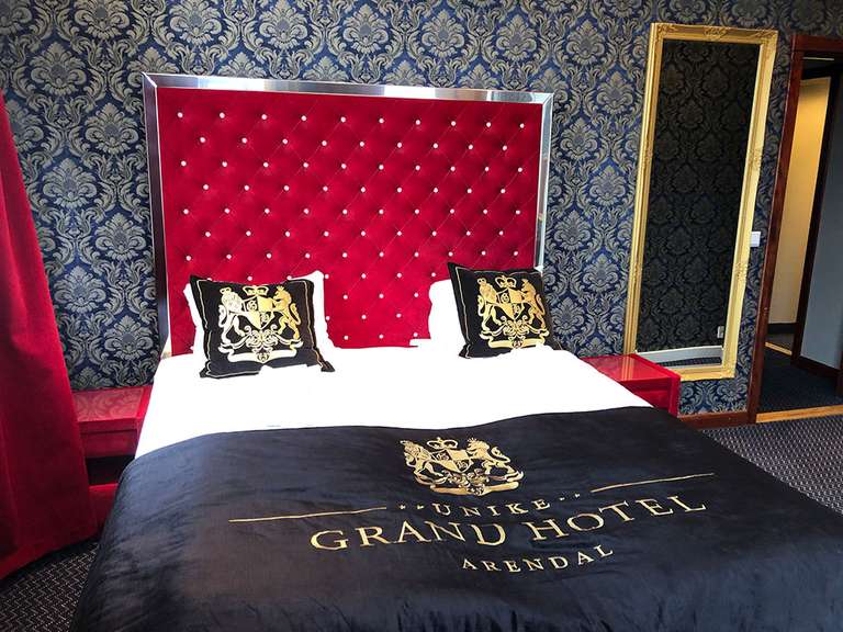Bed with Red Headboard